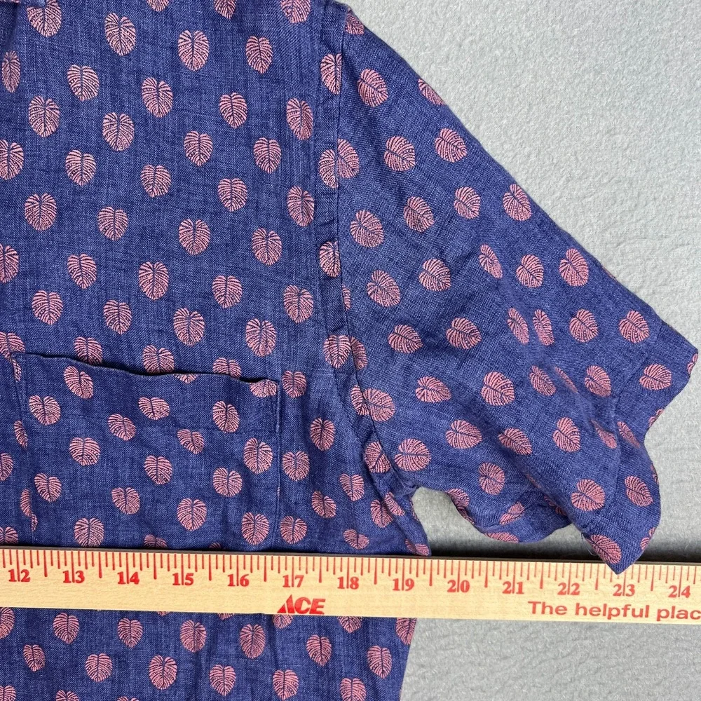 Peter Millar Linen Shirt Mens S Seaside Fronds Button Down Casual Beach Summer - Picture 9 of 10